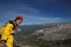 Karl most of the way up Cathedral Peak