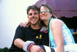 Mike and his lover, sitting on a control box at Caesars