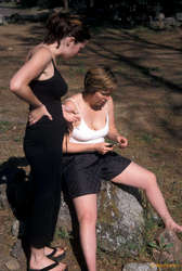 Karalee and Jess up to some sort of mischief, Swan Slab