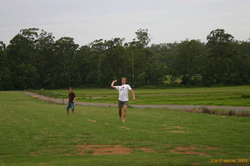 Karl throwing, James watchin