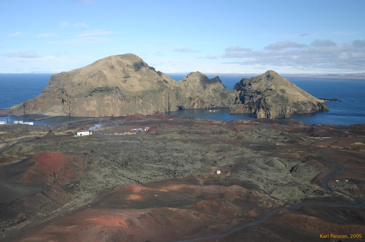Looking across the lava field to the kletturs