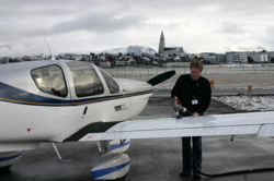Tóti filling up our ride, TF-MAX, a Socata TB-200