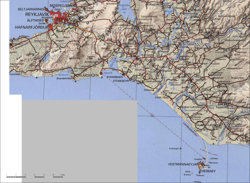 Red line is the outward flight, yellow line is homeward bound