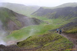 Tanja and Karine descending down to the creek