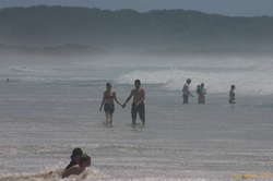Fi and Toby doing the happy couple walk
