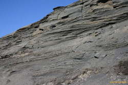 Not quite sandstone yet, exposed by the road cuts at Kárahnjúkar