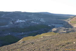Dam wall and construction site itself