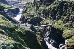 Mum on the bridge over the Fremri Emstruá