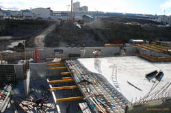 Construction site in the bottom of a pit, Borgatún 