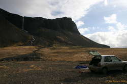 Camp near the abandoned farm Móberg