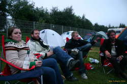 Hrafnhildur demonstrates another use for the cup holder, also Halli, Gisli and Ingi Mar