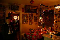 Kjari and our kitchen, nearly ready