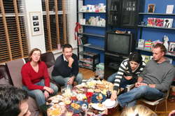 Ute manages to ignore the camera, Jean Michel, Karine, Matt, wreckage