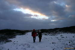 A happy couple out for a walk