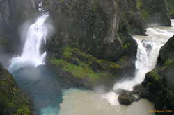 Tvílitahylur, the junction of Núpsárfoss and Hvítárfoss