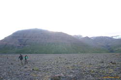 Jared and Nerida merrily crossing the sandur in Morsárdalur