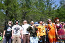 Karl, Jared, Jesse, Ben, Matt, Morgs, Nerida waiting for the moon