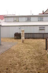 Neat wood carving in a garden