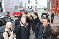 The office crew loiters around. Evacutaions don't come every day