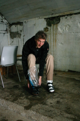 Wolfgang puts on his waterproof house shoes