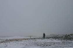 Chelle walking back from Gréttirslaug