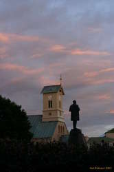 Sunset, statues and churches
