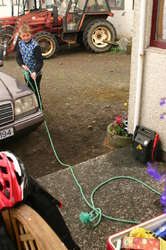 Young Pétur up to mischief