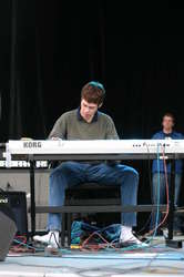 Playing in his socks