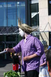 With painted faces...