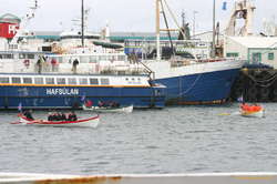 A rowing race about to begin