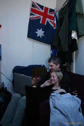 Wolfgang and Chelle share a couch