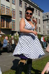 A well wisher in a fancy dress.