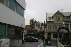 Backpackers in the drizzle