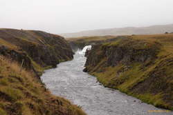 Looking up to Reykjafoss