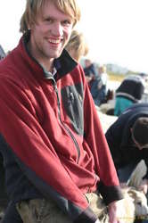 Karl wresling a sheep