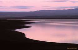 Sunset over the lagoon at Bjargakrókur