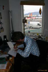 Wolfgang writing a card before the wedding