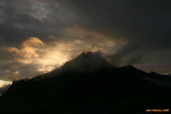 Well lit hill near Selljavallalaug