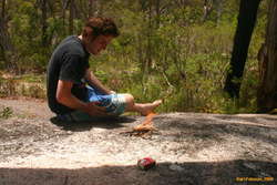 Matthew cremating a leech