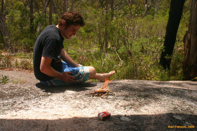 Matthew cremating a leech
