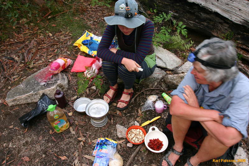 Helen and Mum cooking