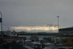 A band of sun on Esja