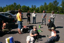 Millilng around waiting for the bus