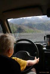 Daniel driving the jeep