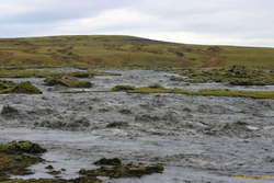 Skaftárahlaup, smashing over the lava field near Hólaskjól
