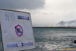 The sign after at least one trip into the sea