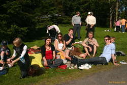 Verity, Bel, Egger, Bjöggi and Liam in the stands
