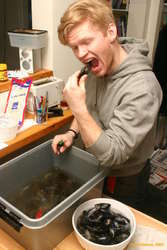 Viðar doing the taste test