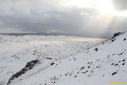 South East across the lava I'd crossed