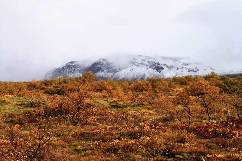 Hrafnabjörg looming over Þingvellir autumn